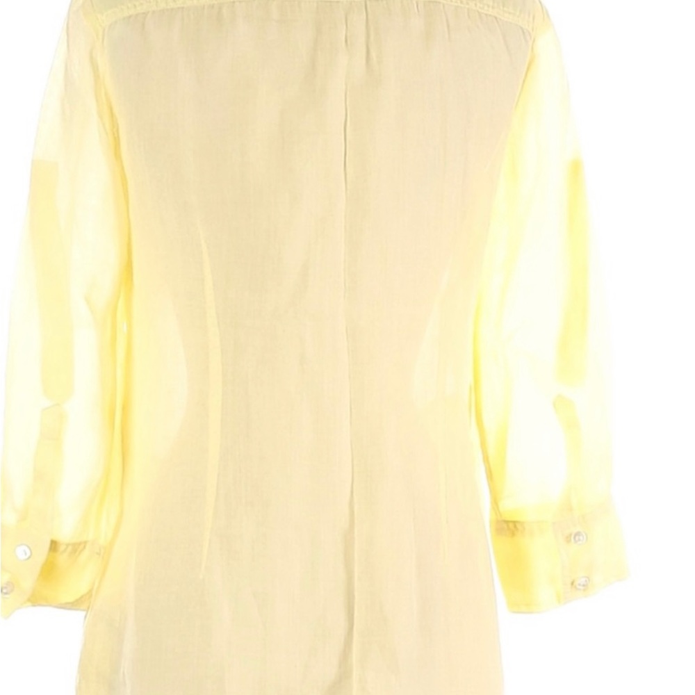 Theory Yellow Button Down/Up Top Long Sleeve With… - image 3